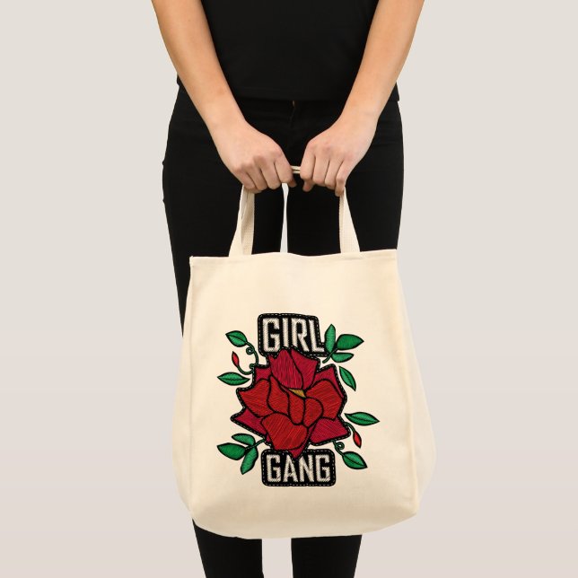 Girl Gang Röd ros Patch Mode Badge Tygkasse (Framsida (produkt))