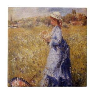 Girl Gathering Flowers by Renoir Kakelplatta
