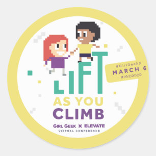 Girl Geek X Elevate + #IWD2020 Party Stickers (sm) Runt Klistermärke