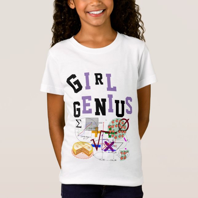GIRL GENIUS Tshirt Science Math NAMN på baksidan T Shirt (Framsida)