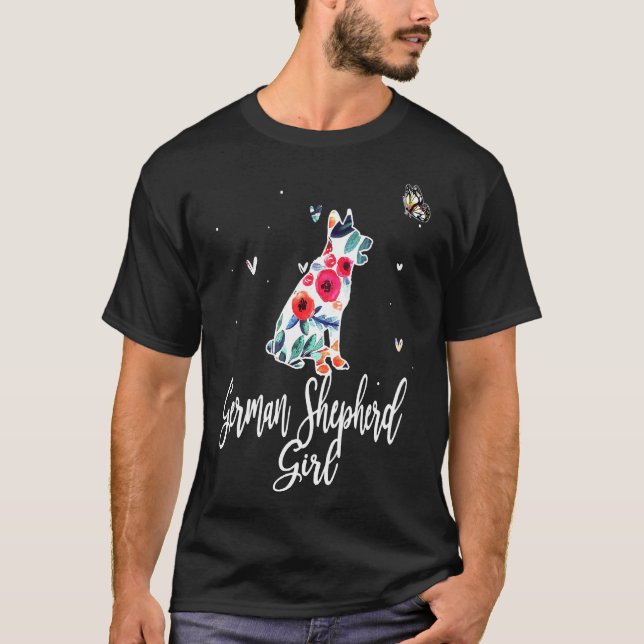 Girl German Shepherd T Shirt (Framsida)
