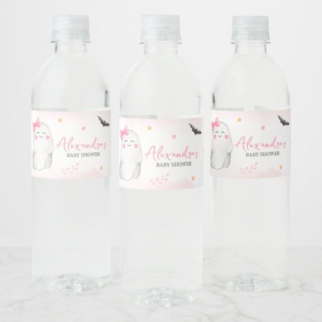 Girl Ghost Halloween Baby Shower Vattenflaskor Etikett (Flaskor)