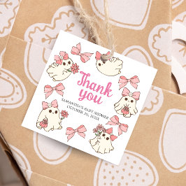 Girl Ghost Little Boo Halloween Baby Shower Square Gåvor Etiketter