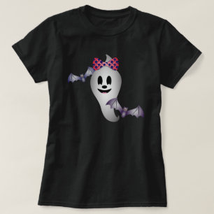 Girl Ghost och Flies Fladdermus Halloween Tee