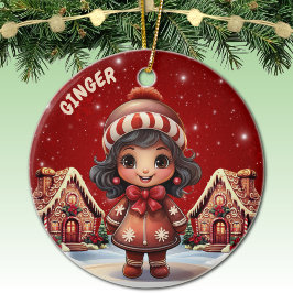 Girl Gingerbread Village House Christmas Decor Julgransprydnad Keramik