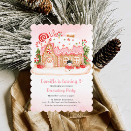 Girl Gingertea House Decororation Födelsedagsfest Inbjudningar
