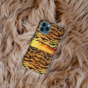 Girl Glam Faux Guld Glitter borstat Leopard Skriv
