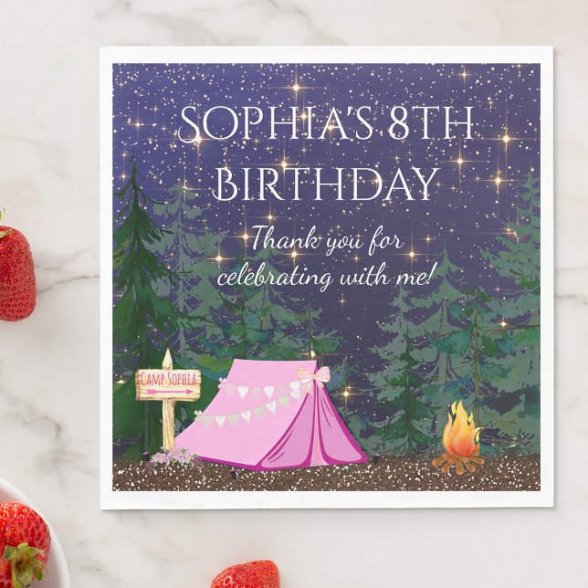 Girl Glamping Camping Pappersservett (Skapare uppladdad)