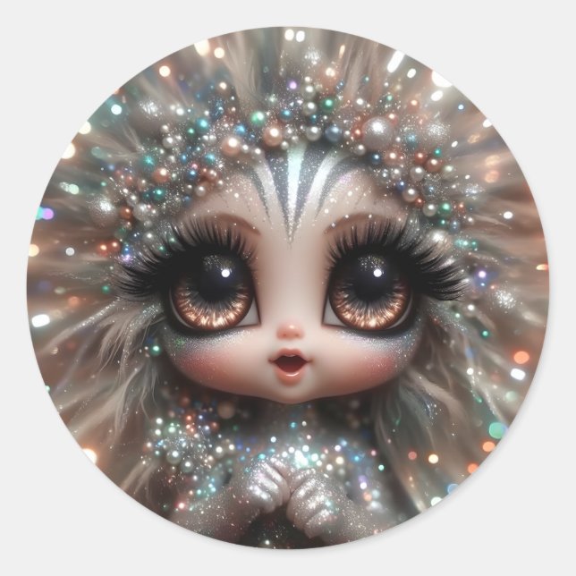 Girl Glittery Runt Klistermärke (Framsida)