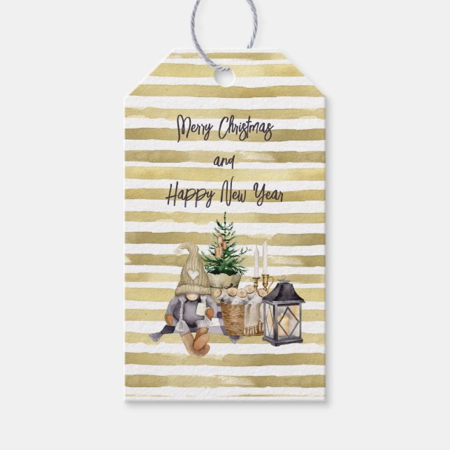 Girl Gnome Doll Juldekorationer Presentetikett (Framsidan)