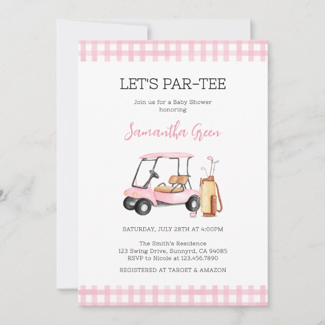 Girl Golf Baby Shower Inbjudningar (Framsida)
