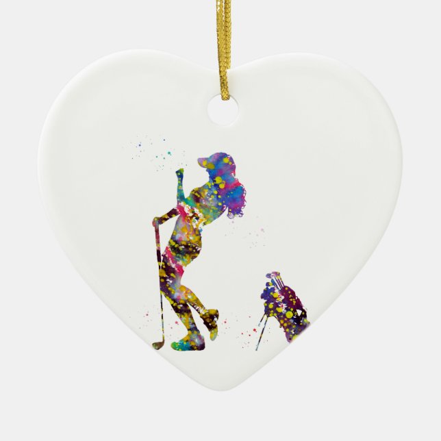 Girl golfer julgransprydnad keramik (Framsidan)