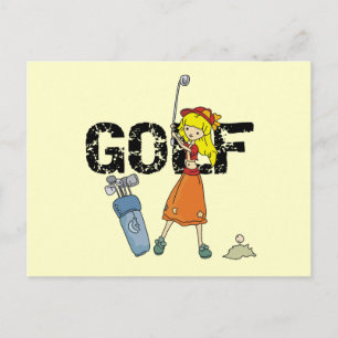 Girl Golfer Tshirts och Gifts Vykort