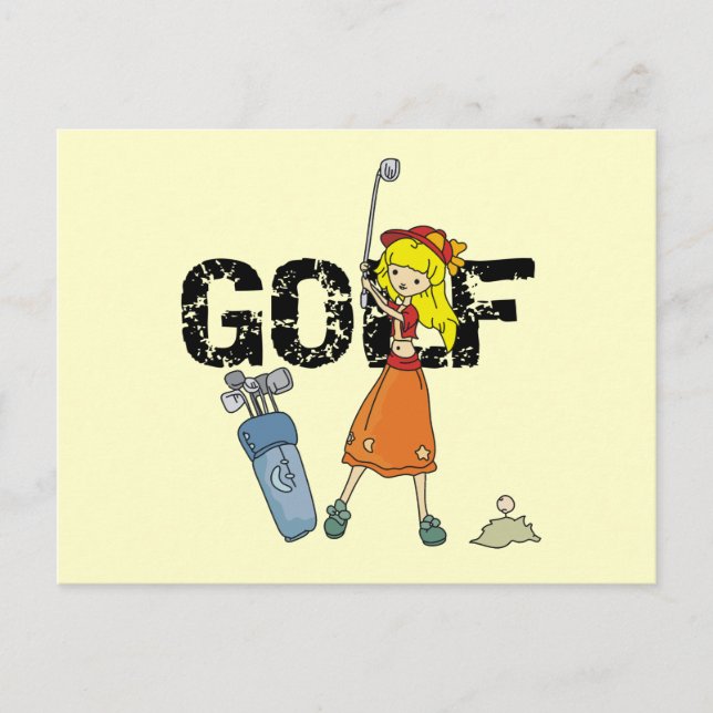 Girl Golfer Tshirts och Gifts Vykort (Framsida)