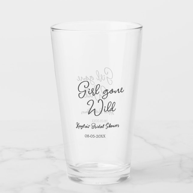 Girl gone wild bridal shower name date simple mini glaskopp (Framsida)