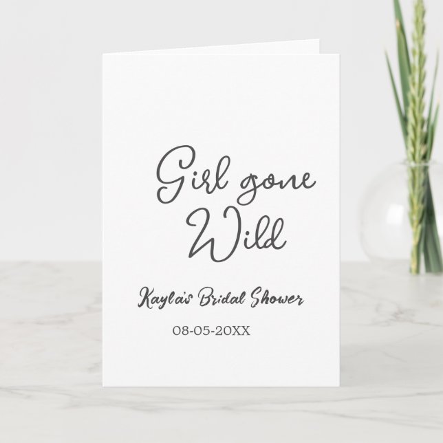 Girl gone wild bridal shower name date simple mini kort (Framsida)