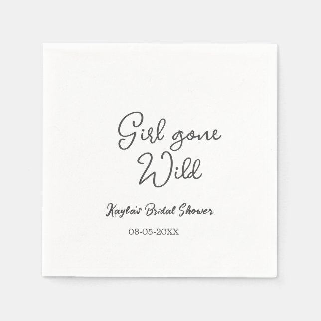 Girl gone wild bridal shower name date simple mini pappersservett (Framsidan)