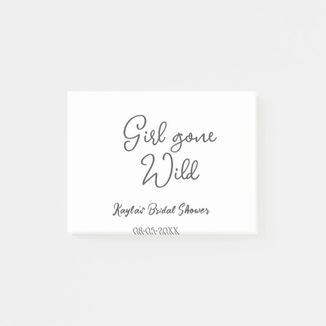 Girl gone wild bridal shower name date simple mini post-it block (Framsida)