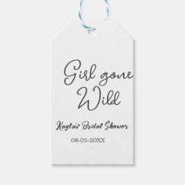 Girl gone wild bridal shower name date simple mini presentetikett