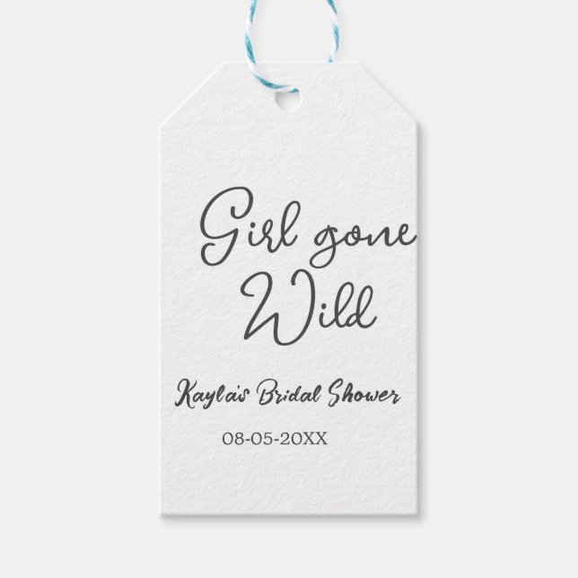 Girl gone wild bridal shower name date simple mini presentetikett (Framsidan)