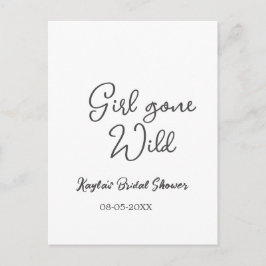 Girl gone wild bridal shower name date simple mini vykort
