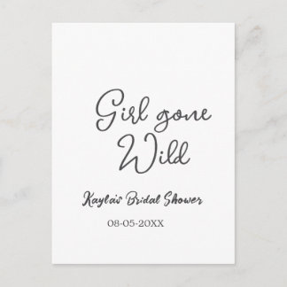 Girl gone wild bridal shower name date simple mini vykort