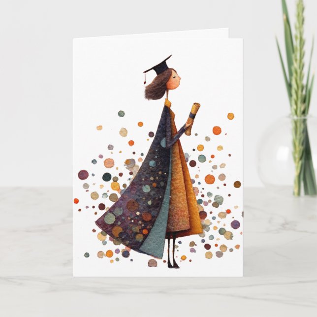 Girl Graduation Folded Card Kort (Framsida)