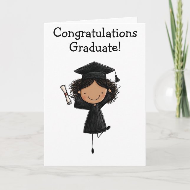 Girl Graduation Folded Card Kort (Framsida)