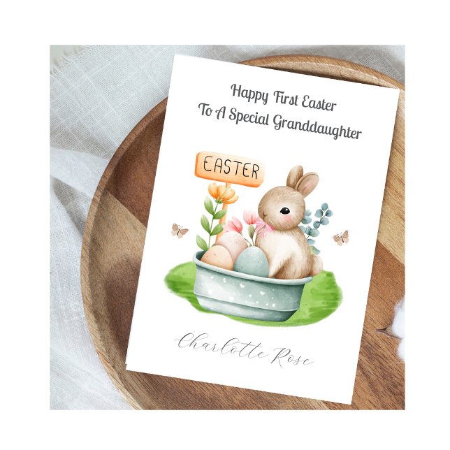 Girl Granddaughter First Easter Bunny Rabbit Card Helgkort (Skapare uppladdad)