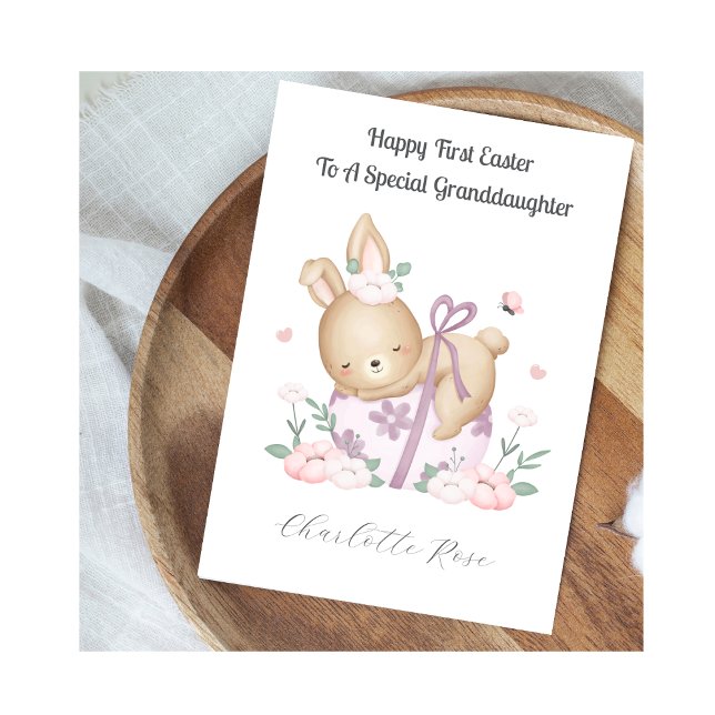 Girl Granddaughter First Easter Egg Bunny Card Helgkort (Skapare uppladdad)