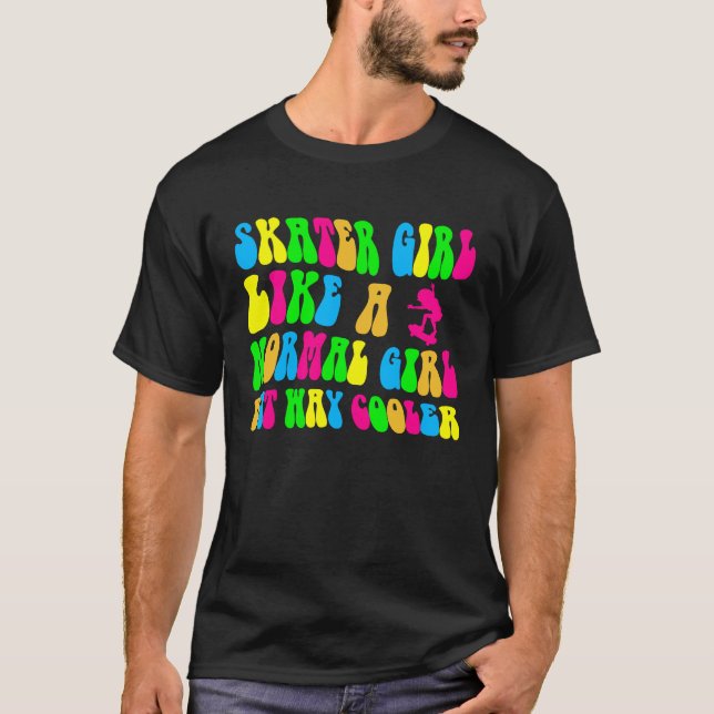 Girl Groovy Skating Cool Let's Roll Skateboard Ska T Shirt (Framsida)