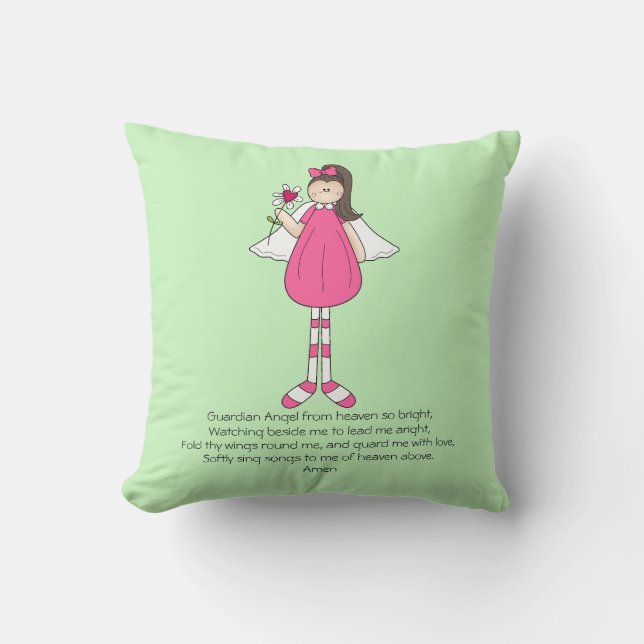 Girl Guardian Angel Prayer Pillow Kudde (Framsida)