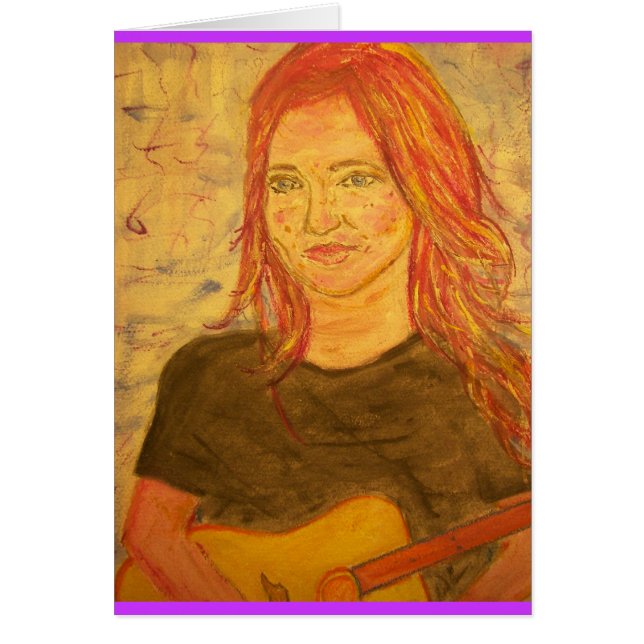 Girl & Guitar Hälsningskort (Framsidan)