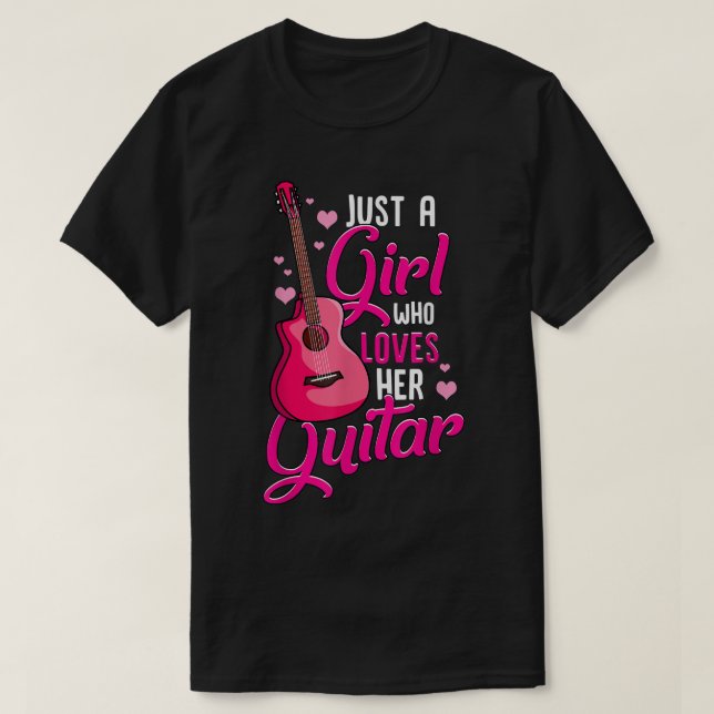 Girl Guitar Player Female Guitarist Kids Music Pin T Shirt (Design framsida)