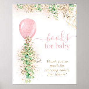 Girl Guld Eucalyptus Balloon Bokar För Baby Poster