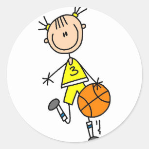 Girl Gult Jersey Basketball Sticker Runt Klistermärke