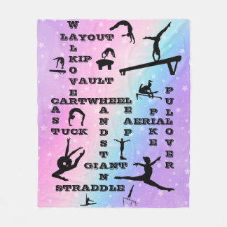 Girl Gymnastics Skills Pastel Stars Crosswords Fleecefilt