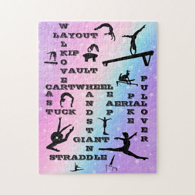 Girl Gymnastics Skills Pastel Stars Crosswords Pussel (Vertikal)