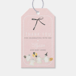 Girl Halloween Ghost och Black Bow Baby Shower Presentetikett
