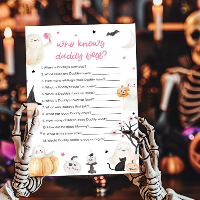 Girl Halloween som känner pappa Best Game (A Little Boo Baby Shower Who knows Daddy Best Game)