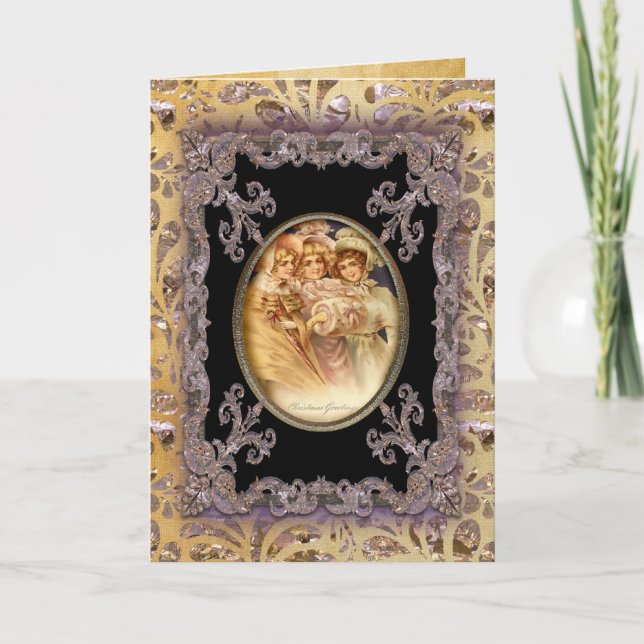 Girl Hälsning Victorian Helgkort (Framsida)