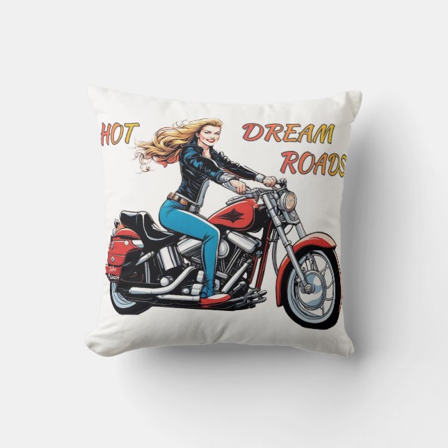 Girl Hett Dream Roads Kudde (Framsida)