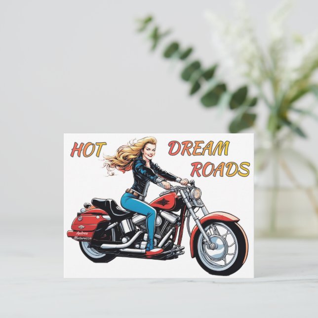 Girl Hett Dream Roads Vykort (Stående Fram)