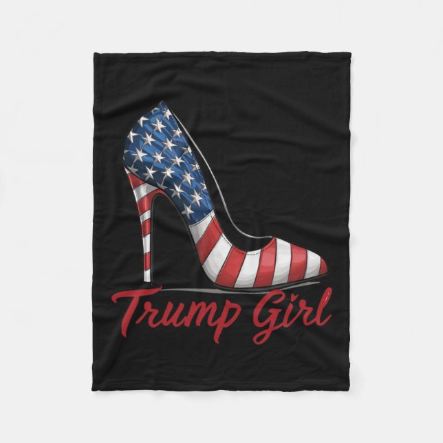 Girl High Heel Stilettos American Flagga Trump 202 Fleecefilt (Framsidan)