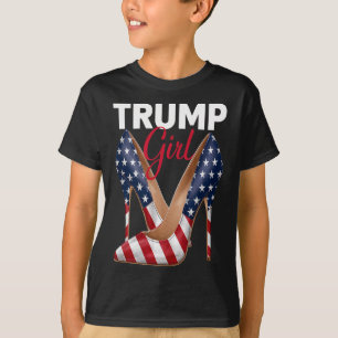 Girl High Heel Stilettos American Flagga Trump 202 T Shirt
