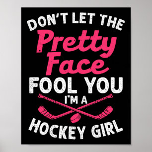 Girl Hockey Gift for Women Kids Ice Hockey Players Poster