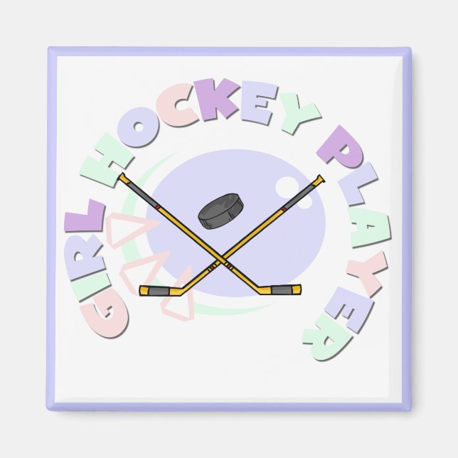 Girl Hockey Player Tshirts och Gifts Magnet (Framsidan)