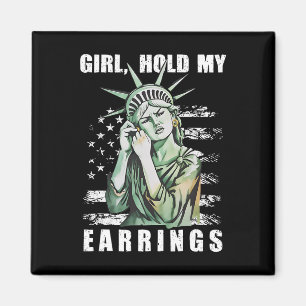 Girl hold my Earrings Statue Subtle ResistTrump H Magnet