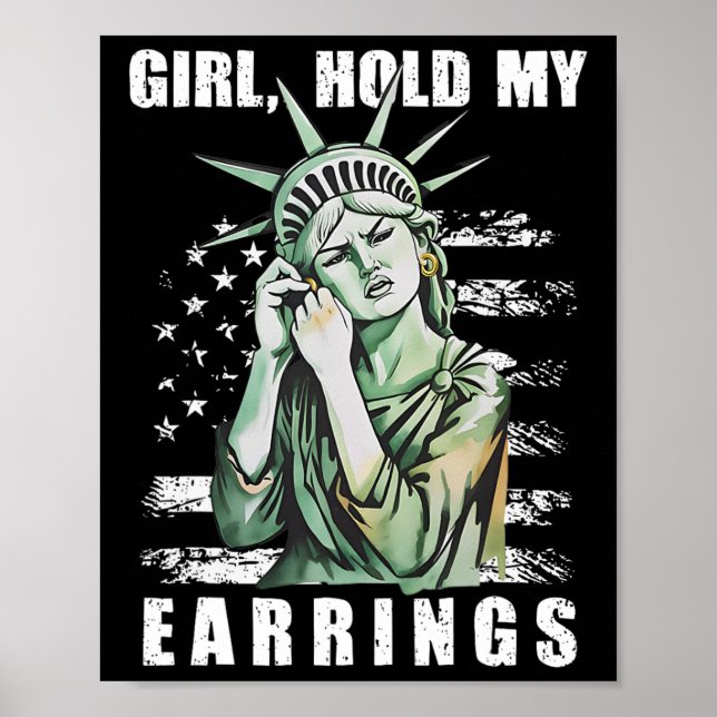 Girl hold my Earrings Statue Subtle ResistTrump H Poster (Framsidan)
