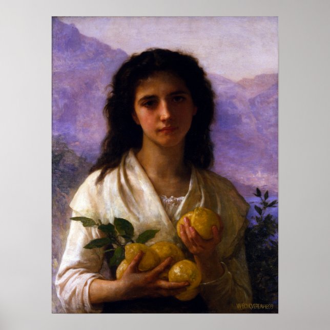 Girl Holding Lemons W.A. Bouguereau Canvas Poster (Framsidan)